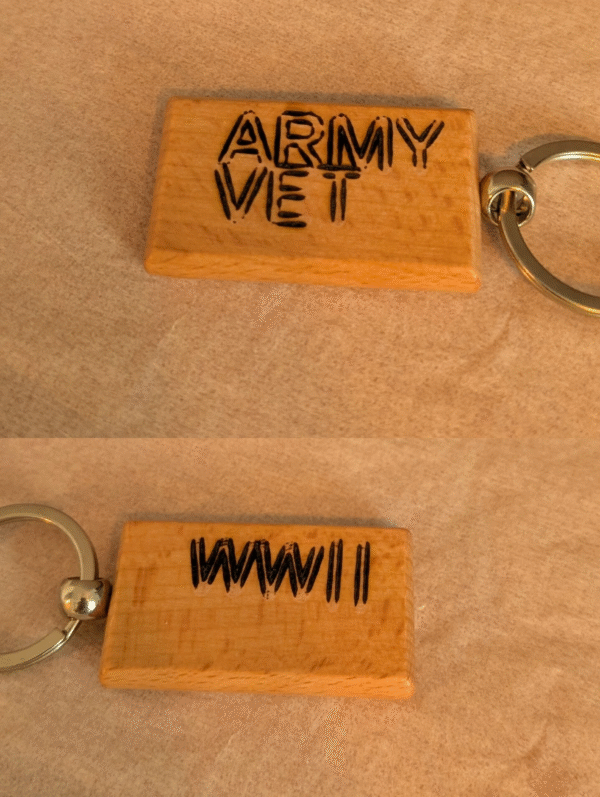Army Vet Custom Laser Engraved Wooden Keychain