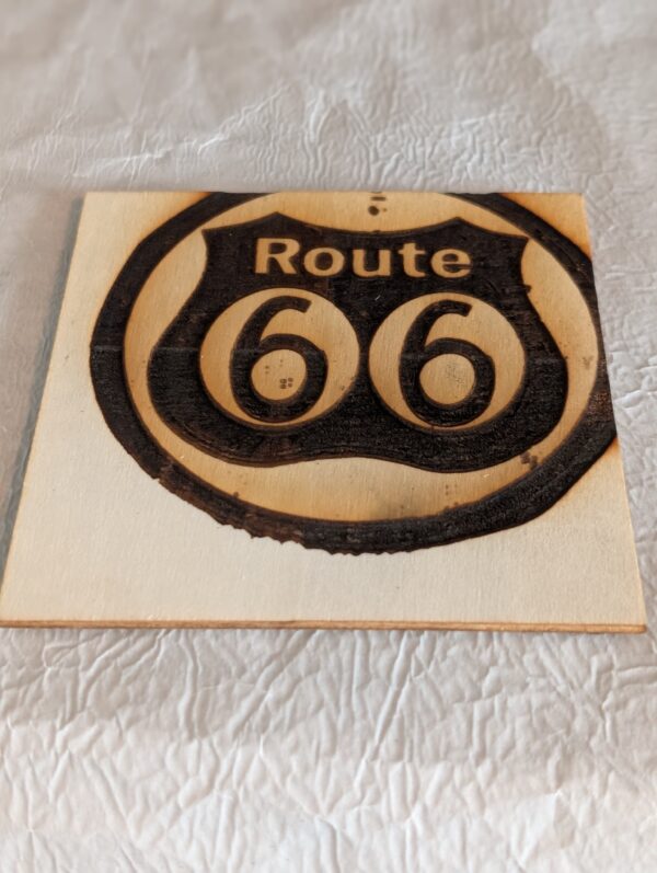 Route 66 Custom Laser Engraved Wooden Coaster