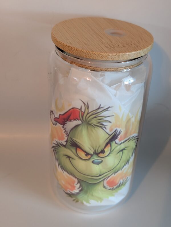 Fiery Grinch  18oz Glass Tumbler