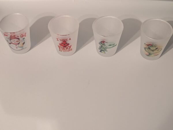 Custom Frosted Christmas Shot Glasses 1.5 oz