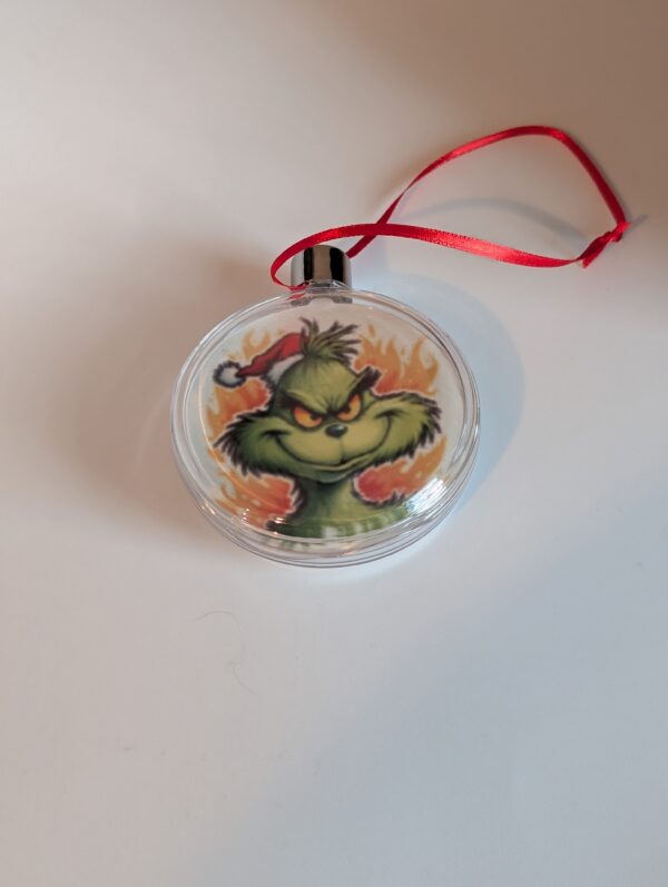 Fiery Grinch Round Ball  Christmas Ornament
