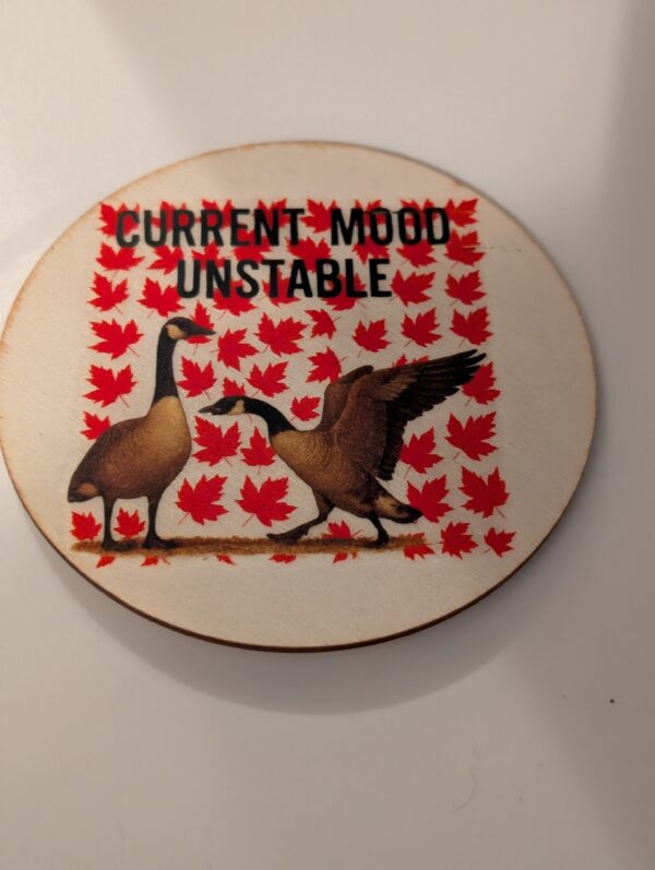 Current Mood Un Stable Canadian Geese   Custom Wooden Coaster