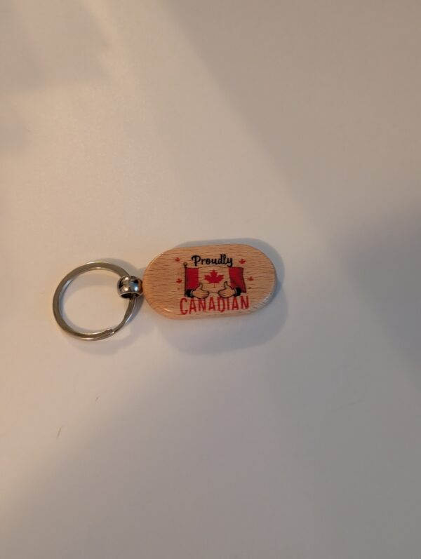 Proudly Canadian Wooden Keychain