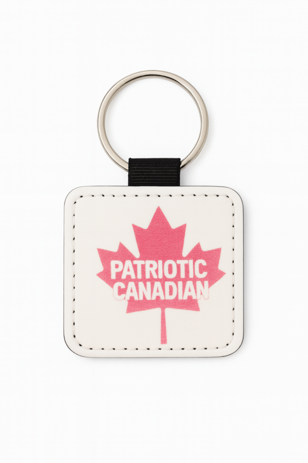 Patriotic Canadian Square Leather  Key Chain