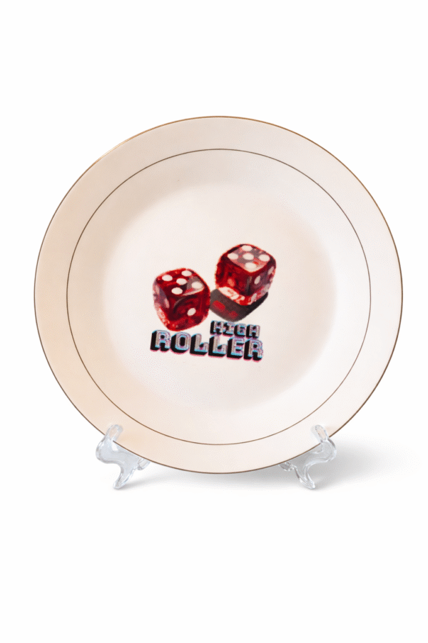 High Roller  Gold Rim  Ceramic Plate