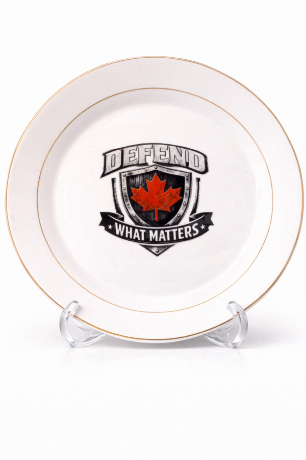 Defend What Matters  Gold Rim  Ceramic Plate