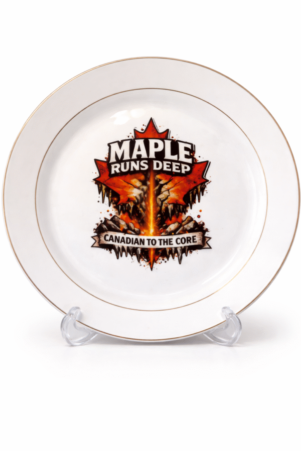 Maple Runs Deeps Canadian To The Core Gold Rim  Ceramic Plate