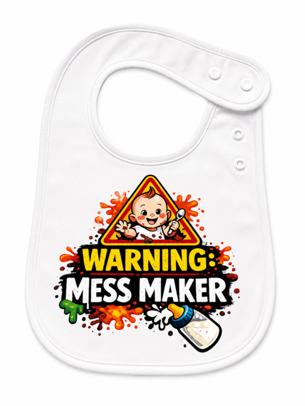 Warning Mess Maker  Bib