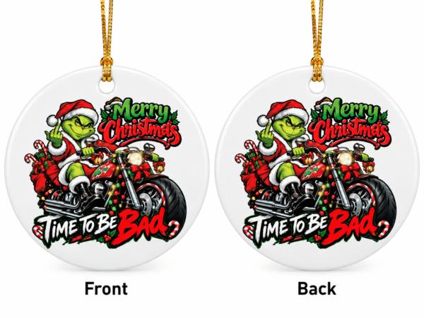Biker Grinch Christmas Ornament