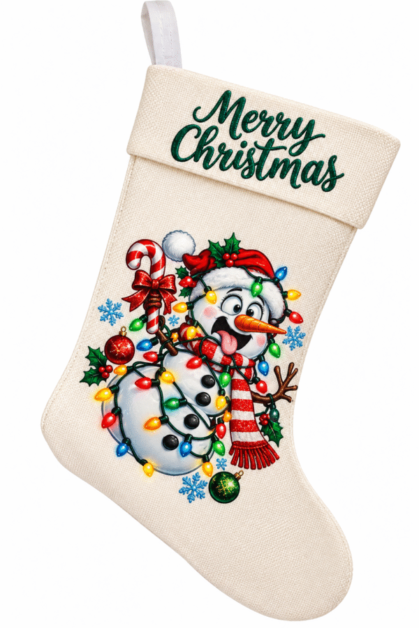 Snowman Tangled In Christmas Cheer Stocking