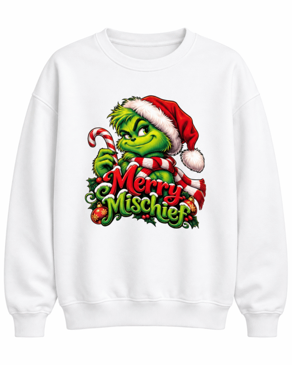 Merry Mischief Santa Grinch Crewneck   Sweater